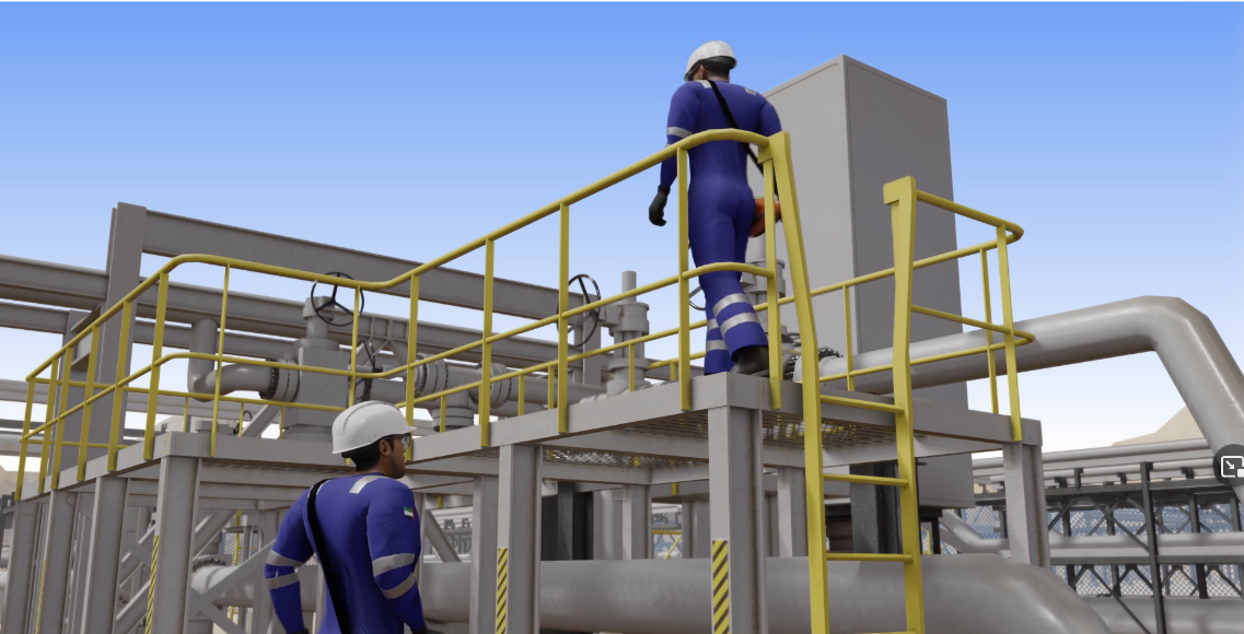 ADNOC workers on platform scene from a Learning from Incidents animation