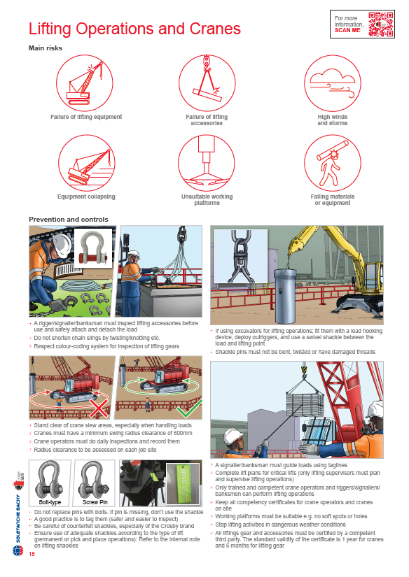 Soletanche Bachy visual HSE manual lifting activities page illustrated by Jincom
