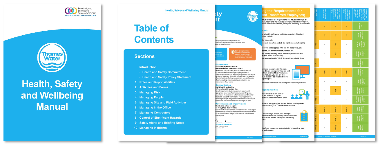 Thames Water Health, Safety and Wellbeing manual developed by Jincom