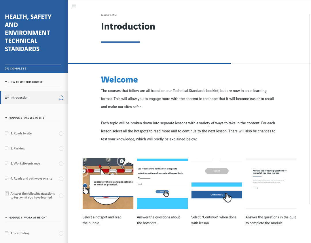 VINCI Construction e-learning module — screen 1