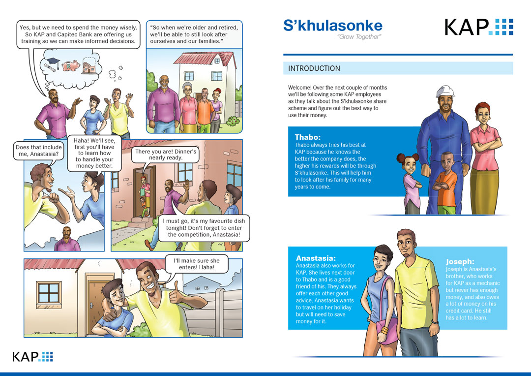KAP Industrial share scheme employee comic — issue 1, page 1