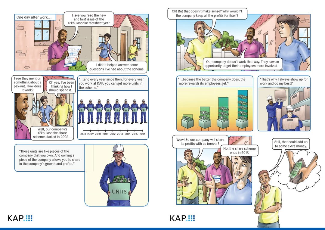 KAP Industrial share scheme employee comic — issue 1, page 2