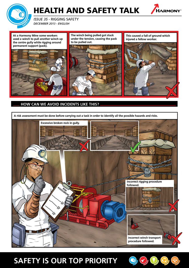 Harmony Gold Health & Safety Talk Issue 35 — English safety comic
