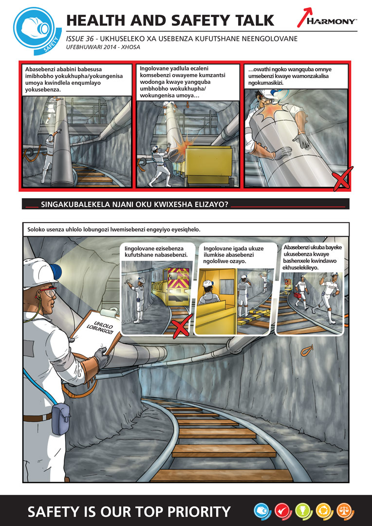 Harmony Gold Health & Safety Talk Issue 36 — isiXhosa safety comic